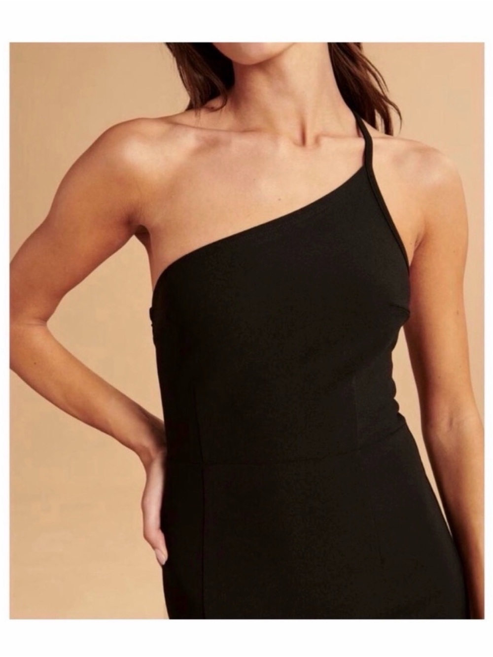 Abercrombie & Fitch One-Shoulder Black Midi Dress